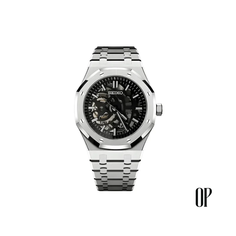 Seiko Mod Royal Oak Skeleton Black