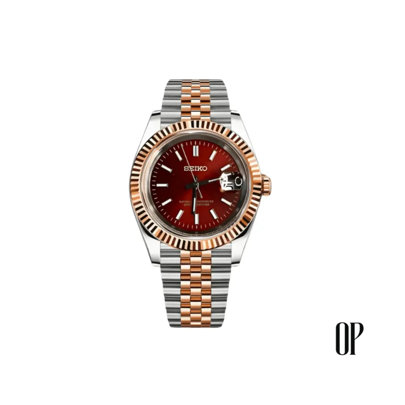 Seiko Mod Datejust Roman Red Two Tone