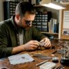 Watch hobbyist preparing Seiko mod workspace