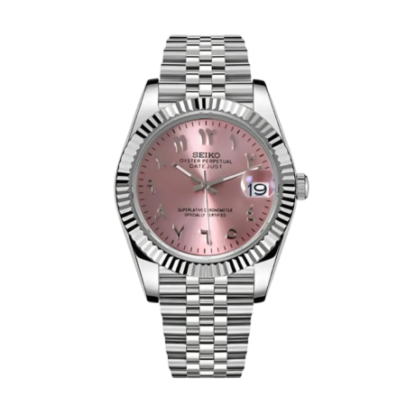 Seiko Mod Datejust Arabic Pink Watch